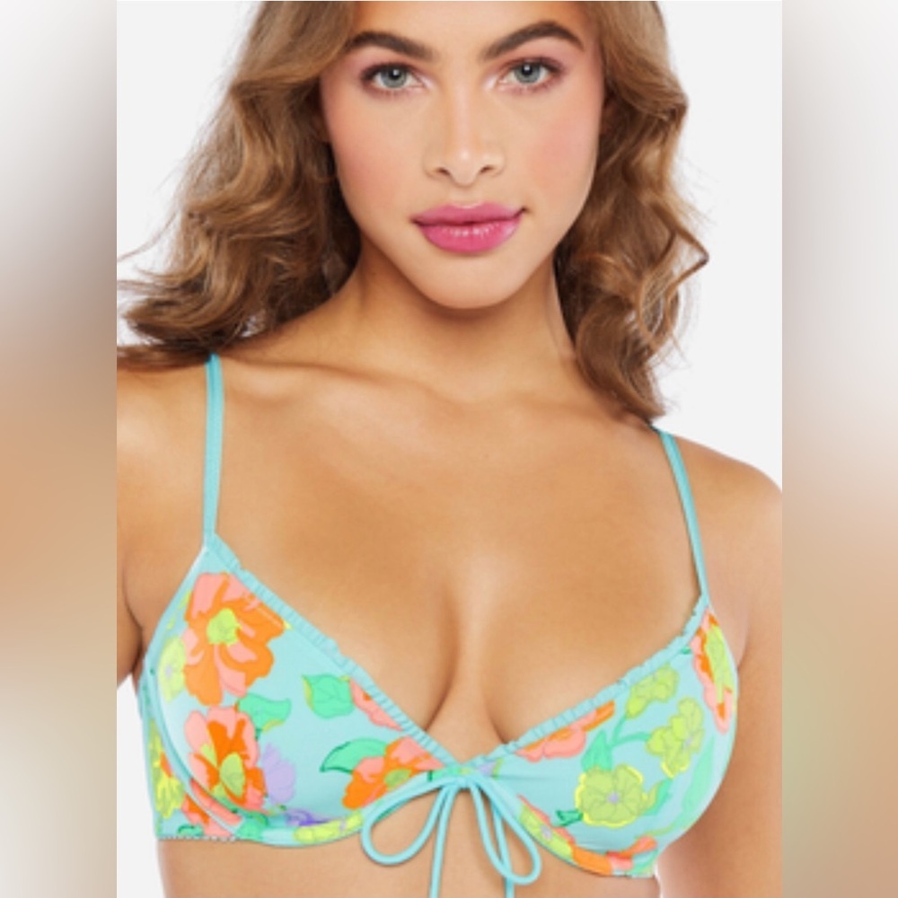 Savage x Fenty‎ Women’s Turquoise Orange Floral Rhianna Spring Bras Size 32 B